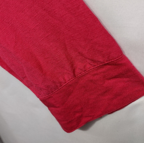 Soft Surroundings Linen Button Shirt Women XL Pink Boho Retro Lagenlook Holiday - Picture 4 of 9